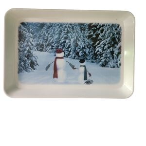 Snowman Winter Scene Rectangular Tray